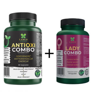 Zestaw przeciwstarzeniowy dla kobiety - Anti-Aging - Antyoksydanty + Kolagen, Kwas Hialuronowy, Niacyna, Biotyna - 150 kapsułek 